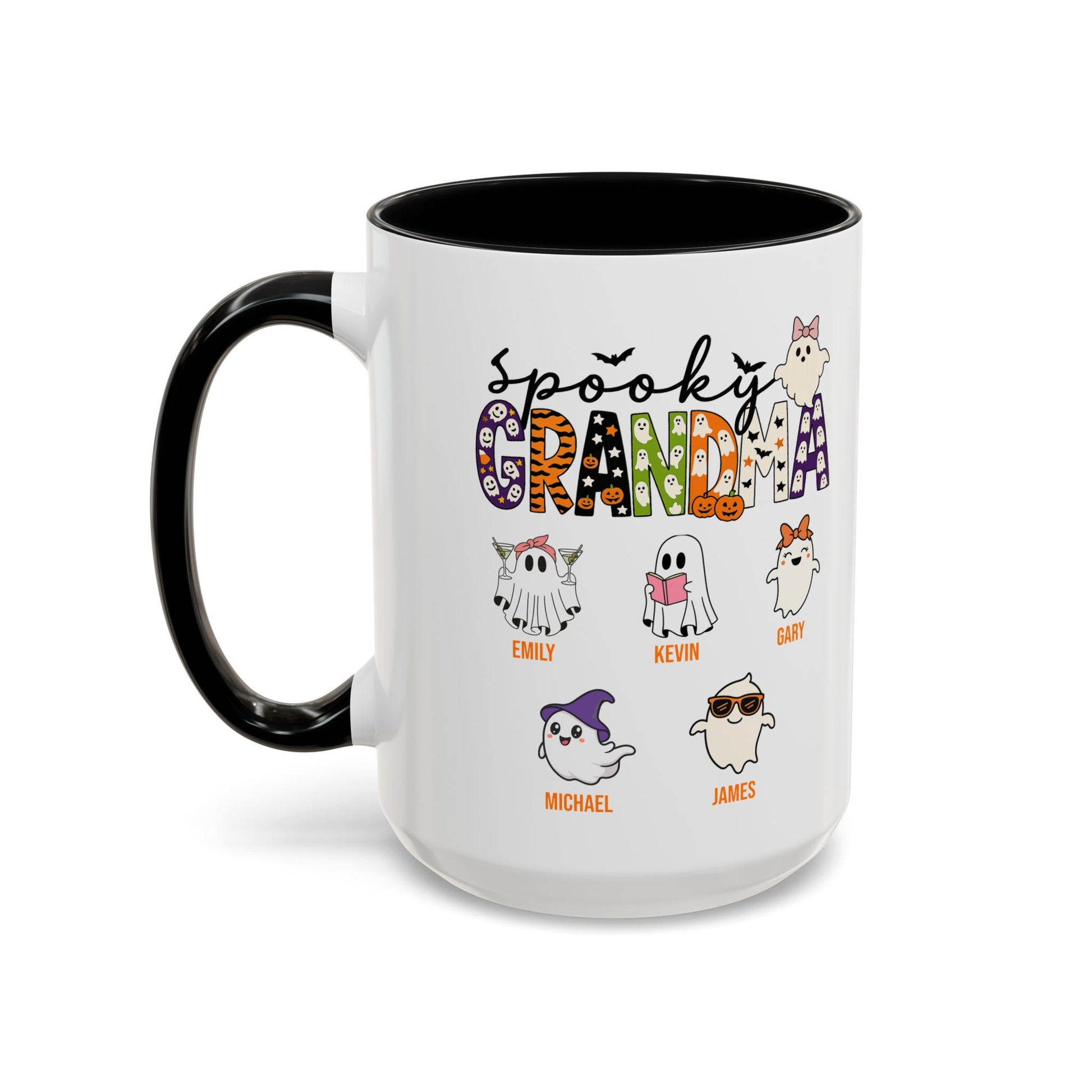 Spooky Grandma Accent Mug – Personalized Halloween Gift with Grandkids’ Names - PersonalizedFury