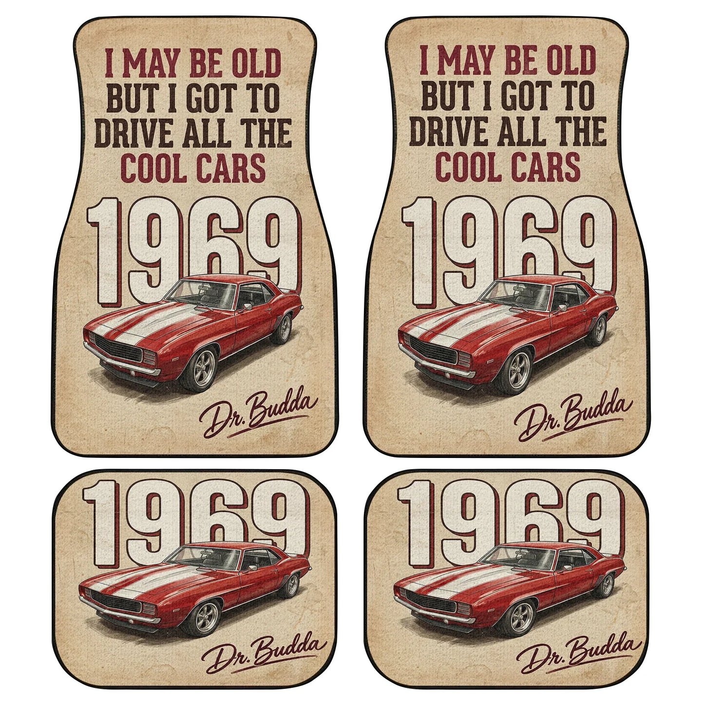 Custom Car Floor Mats – I May Be Old But Cool Cars | PersonalizedFury - PersonalizedFury