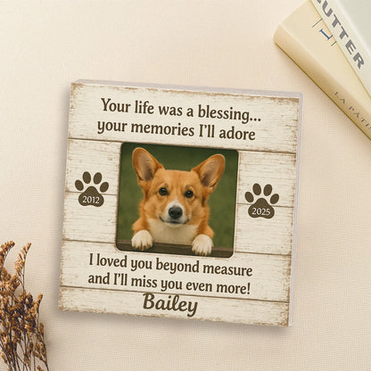 Personalized Wooden Photo Block – Pet Memorial Frame with Dog Picture