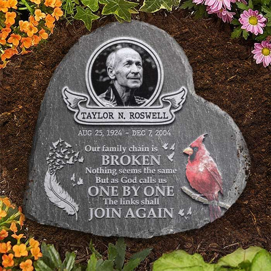As God Calls Us One By One The Links Shall Join Again - Personalized Memorial Stone, Human Grave Marker - Upload Image, Memorial Gift, Sympathy Gift