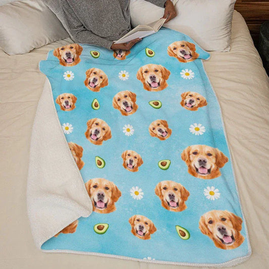 Lovely Pets And Fruit Icons - Personalized Custom Blanket - Upload Image, Gift For Pet Lovers, Christmas Gift