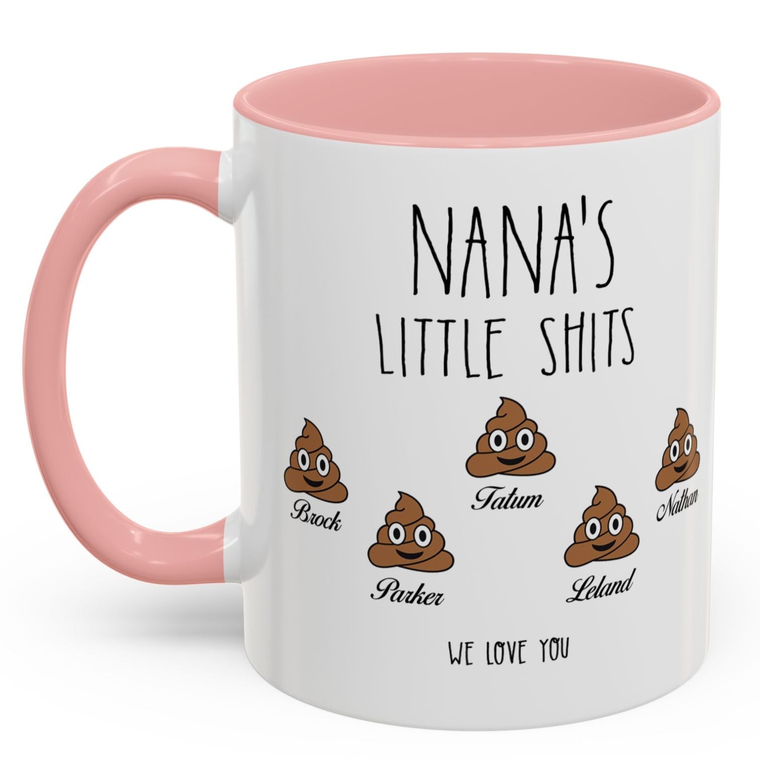 Personalized Nana with Grandkids Names Accent Coffee Mug - Gift For Family - PersonalizedFury