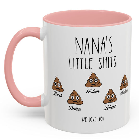 Personalized Nana with Grandkids Names Accent Coffee Mug - Gift For Family - PersonalizedFury