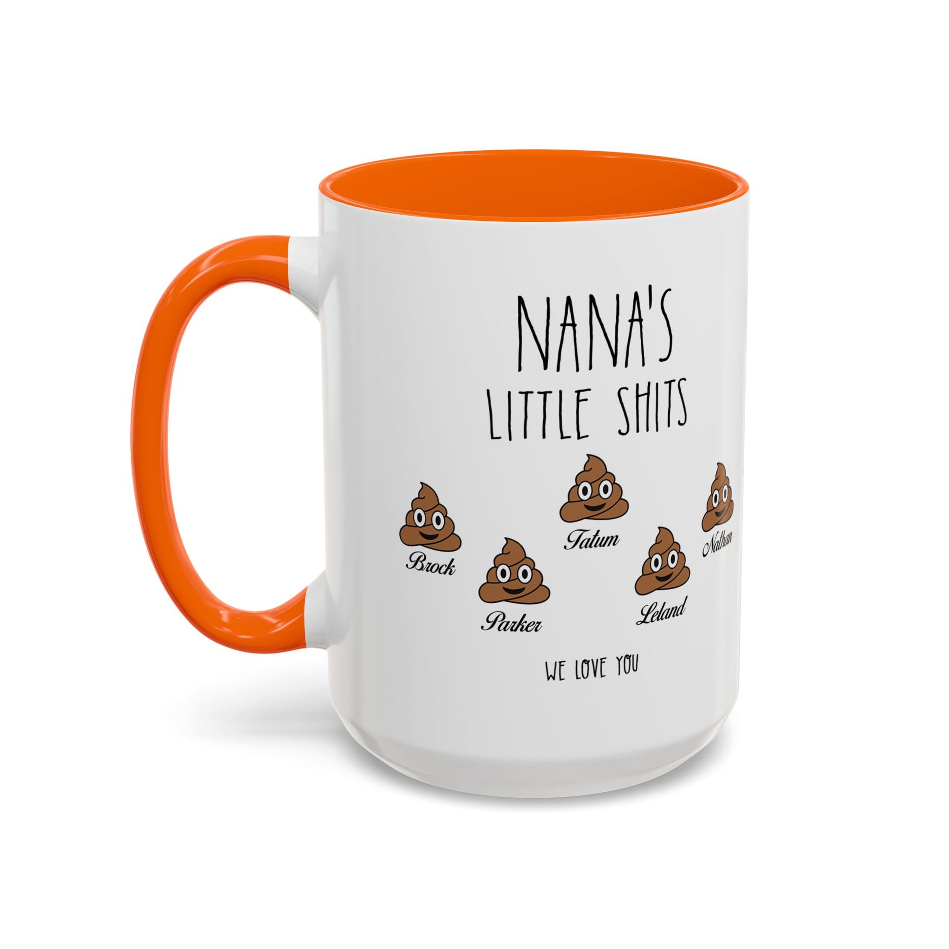 Personalized Nana with Grandkids Names Accent Coffee Mug - Gift For Family - PersonalizedFury