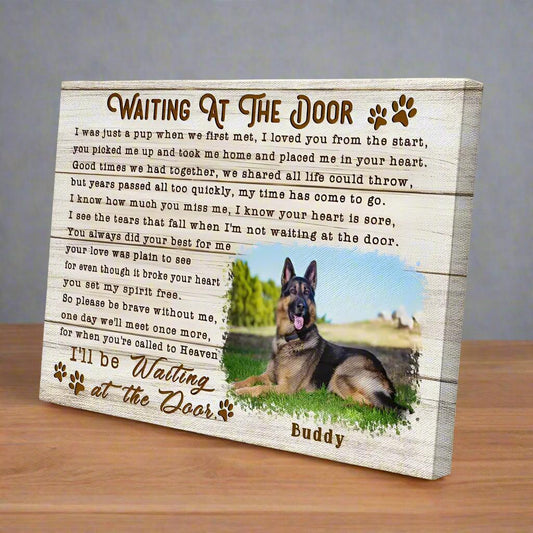 Waiting at the Door Dog Loss Canvas - Personalized Pet Memorial Gift - PersonalizedFury