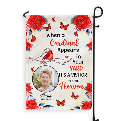 When A Cardinal Appears In Your Yard - Personalized Garden Flag, Memorial Gift