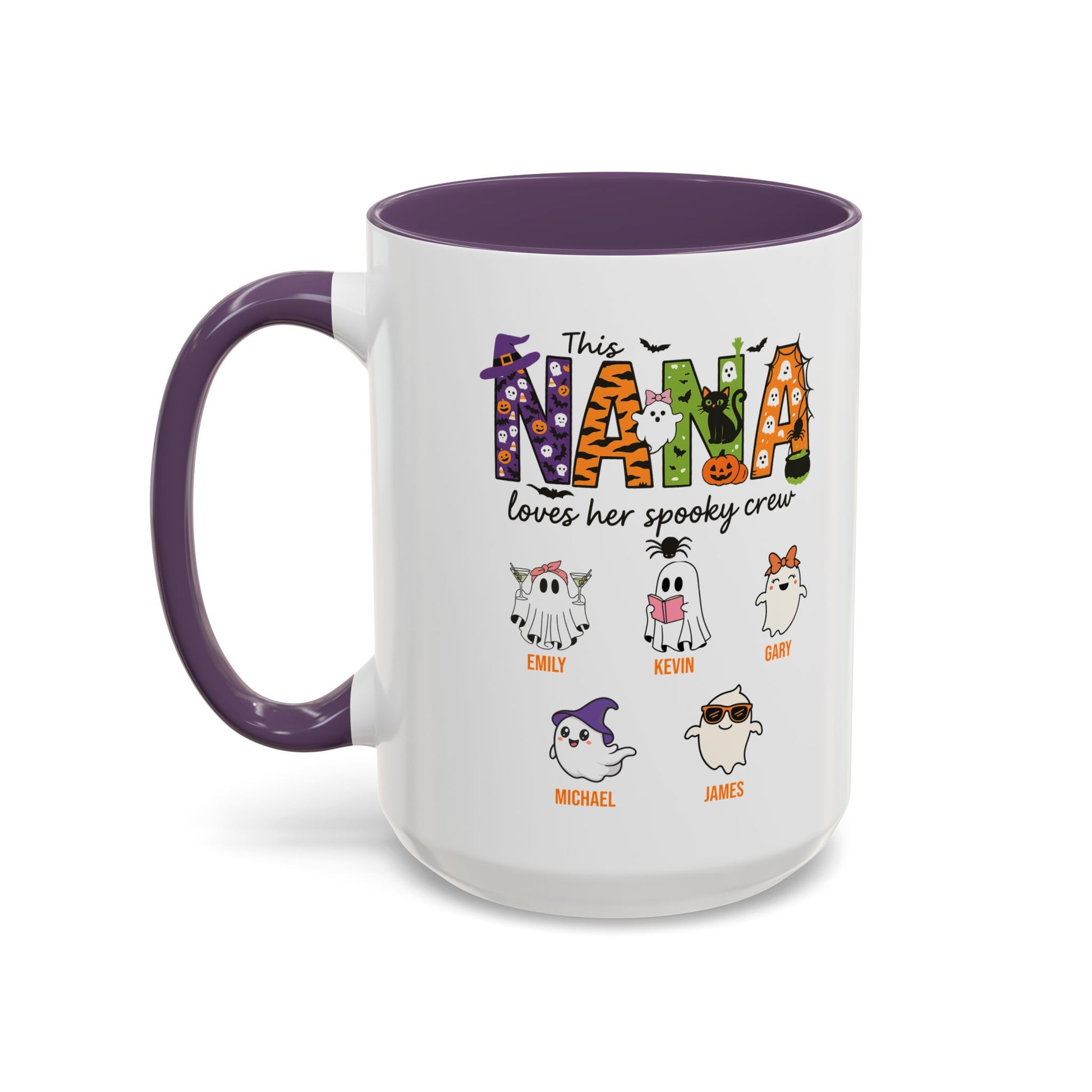 Nana Loves Her Spooky Crew Accent Mug – Personalized Halloween Gift - PersonalizedFury