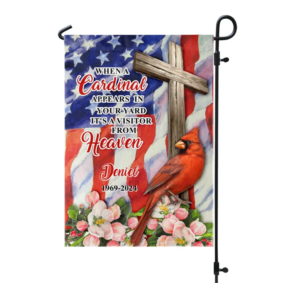 When A Cardinal Appears In Your Yard It's A Visitor From Heaven - Personalized Garden Flag, Memorial Gift, Loss Of Loved One - GF188