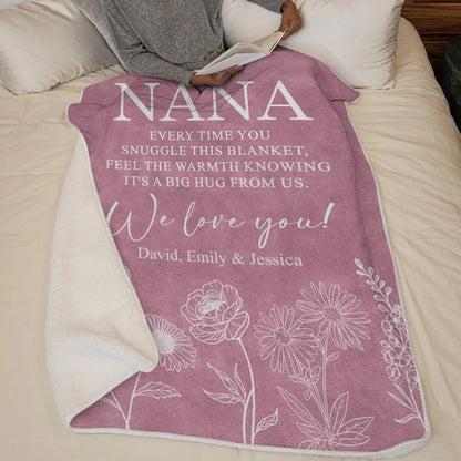 A Big Hug From Me - Family Personalized Custom Blanket - Mother's Day, Gift For Mom, Grandma