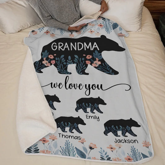 Grandkids Make Life Grand - Family Personalized Custom Blanket - Gift For Mom, Grandma