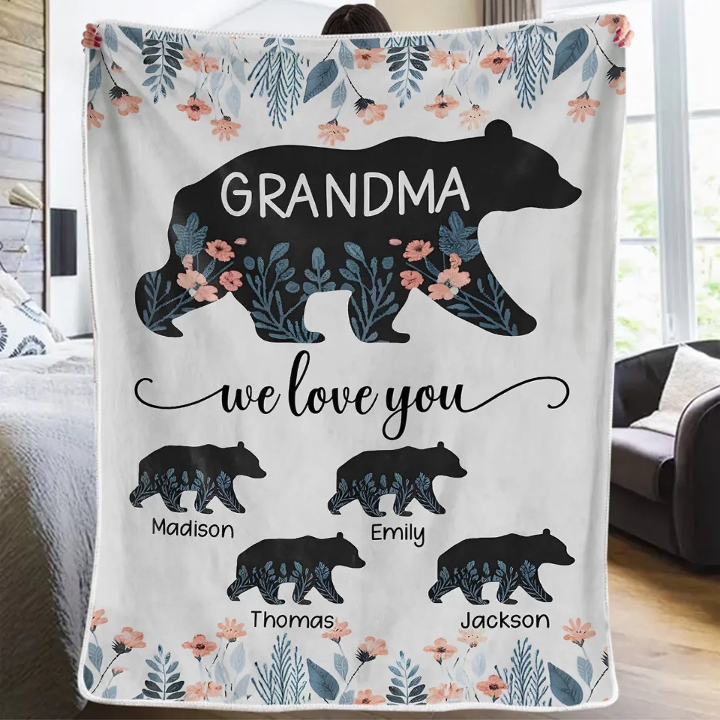 Grandkids Make Life Grand - Family Personalized Custom Blanket - Gift For Mom, Grandma