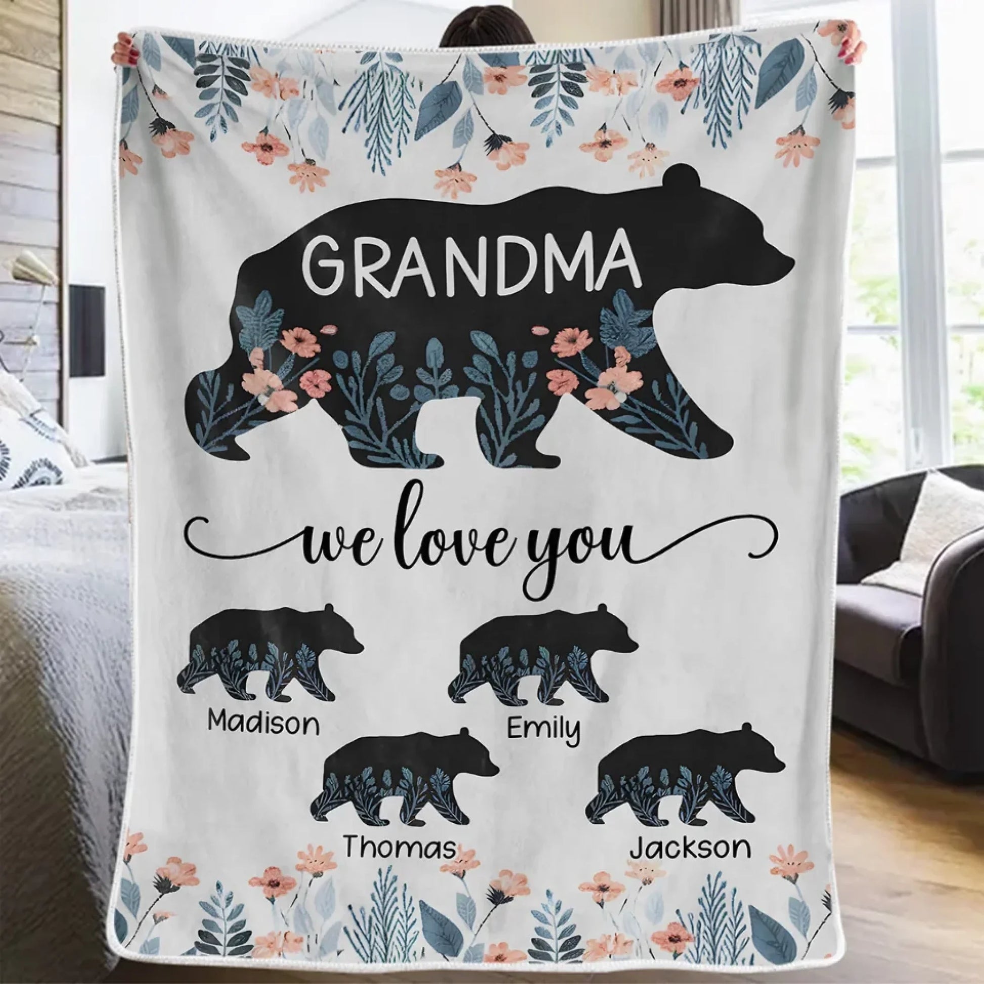 Grandkids Make Life Grand - Family Personalized Custom Blanket - Gift For Mom, Grandma