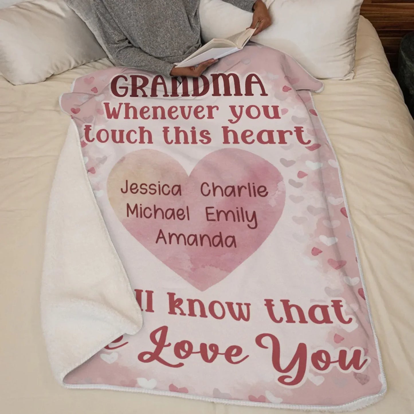 Grandma’s Love Is Forever In My Heart - Family Personalized Custom Blanket - Gift For Mom, Grandma