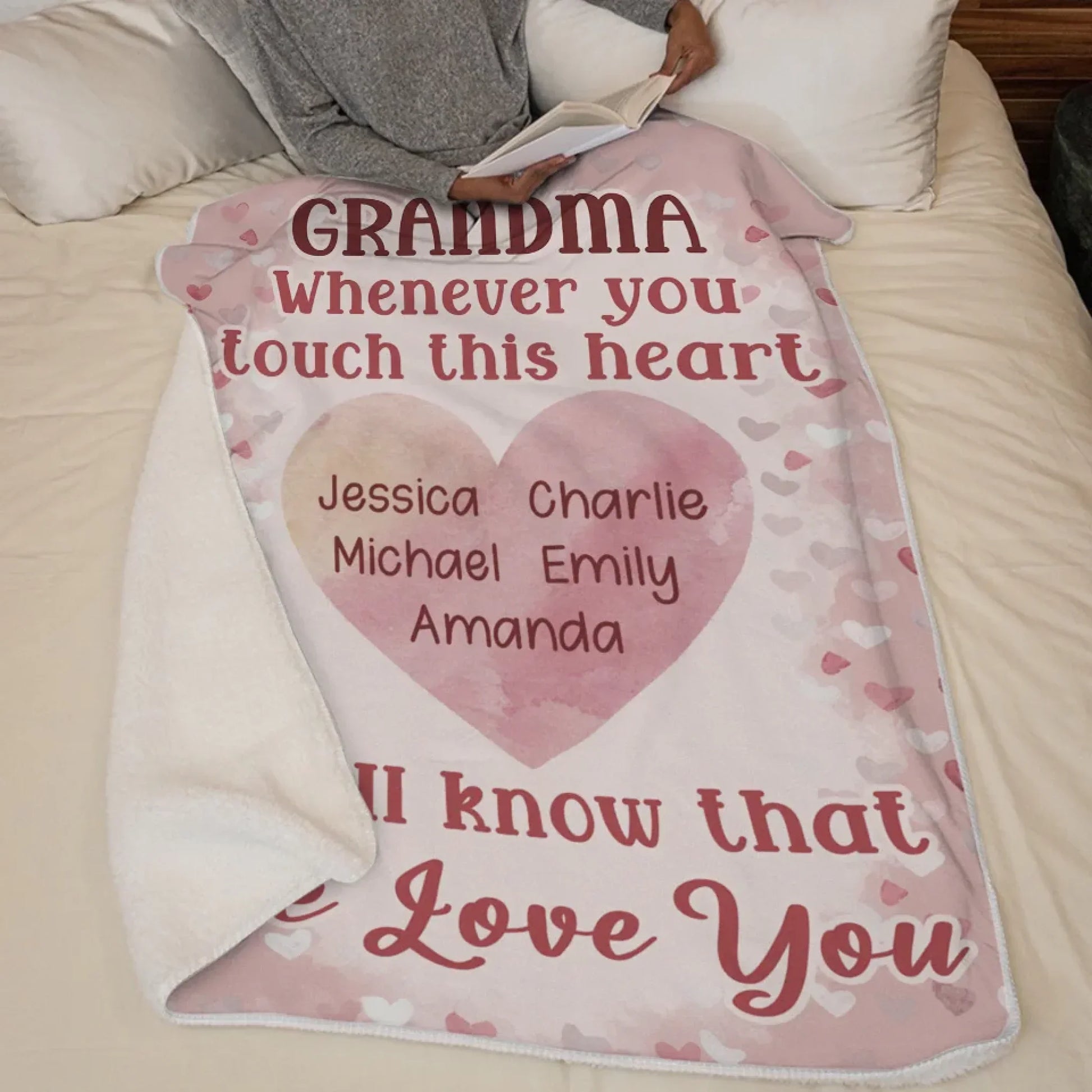 Grandma’s Love Is Forever In My Heart - Family Personalized Custom Blanket - Gift For Mom, Grandma
