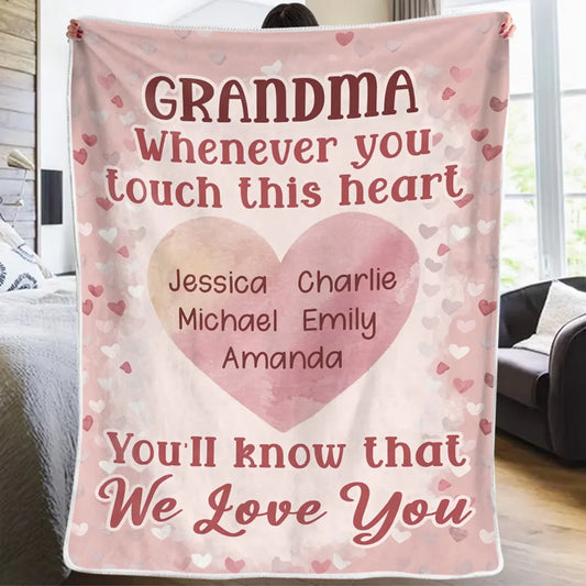 Grandma’s Love Is Forever In My Heart - Family Personalized Custom Blanket - Gift For Mom, Grandma