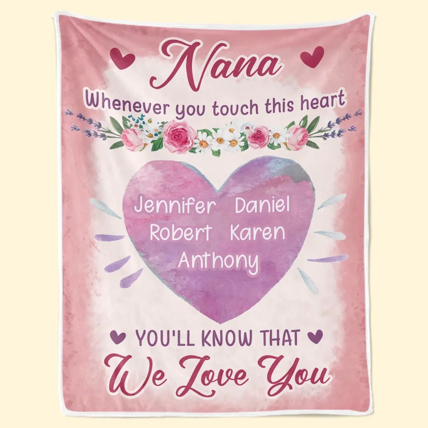 Her Love Is My Heart’s Warmest Memory - Family Personalized Custom Blanket - Gift For Mom, Grandma