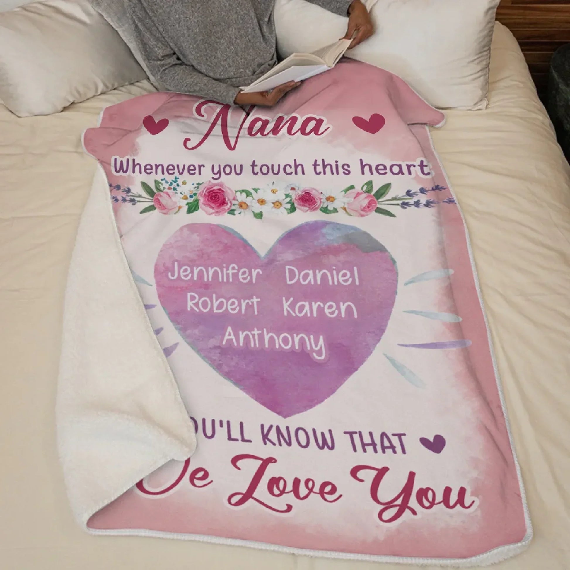 Her Love Is My Heart’s Warmest Memory - Family Personalized Custom Blanket - Gift For Mom, Grandma