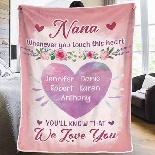 Her Love Is My Heart’s Warmest Memory - Family Personalized Custom Blanket - Gift For Mom, Grandma