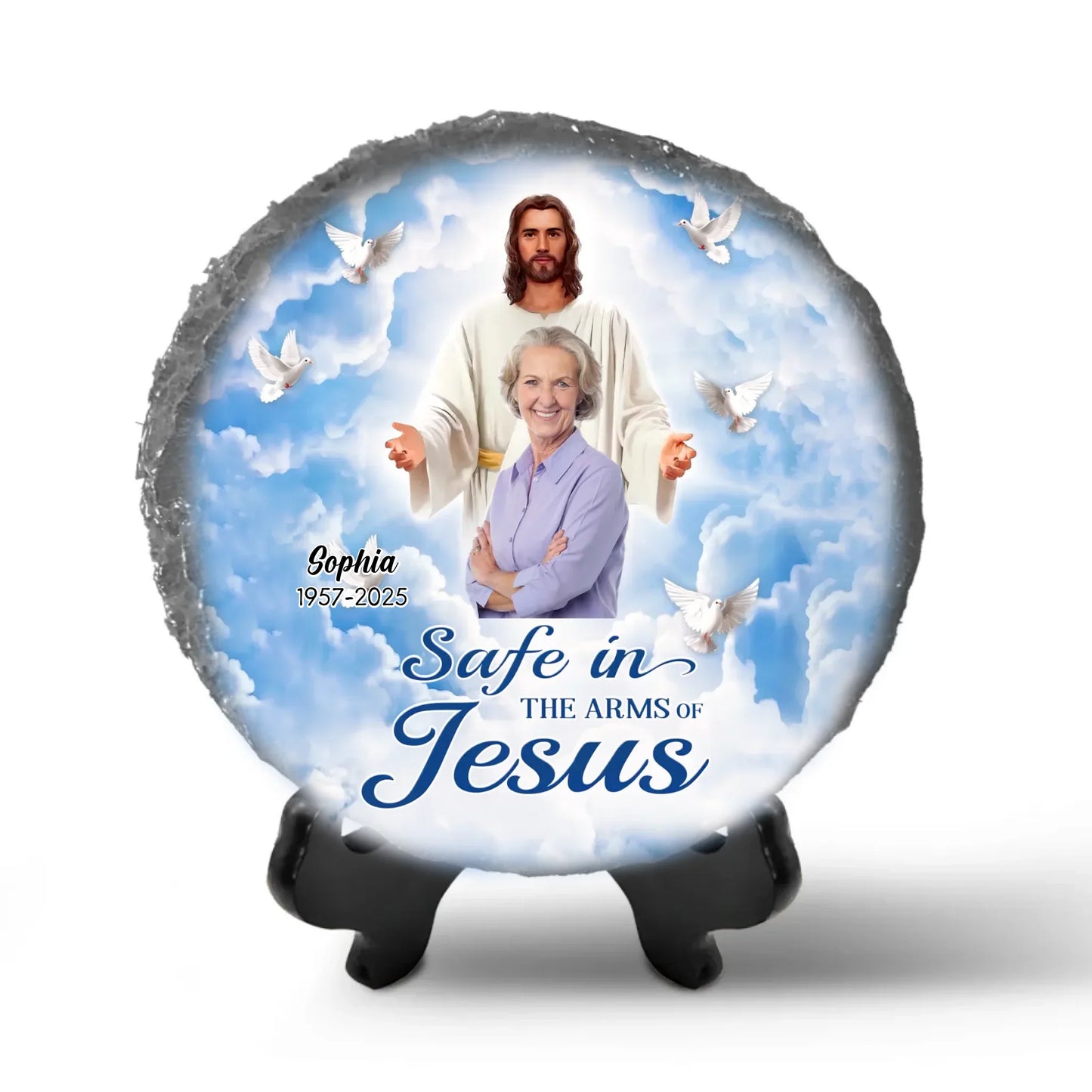 Safe In The Arms Of Jesus - Personalized Memorial Stone, Loss Of Loved One, Sympathy Gift