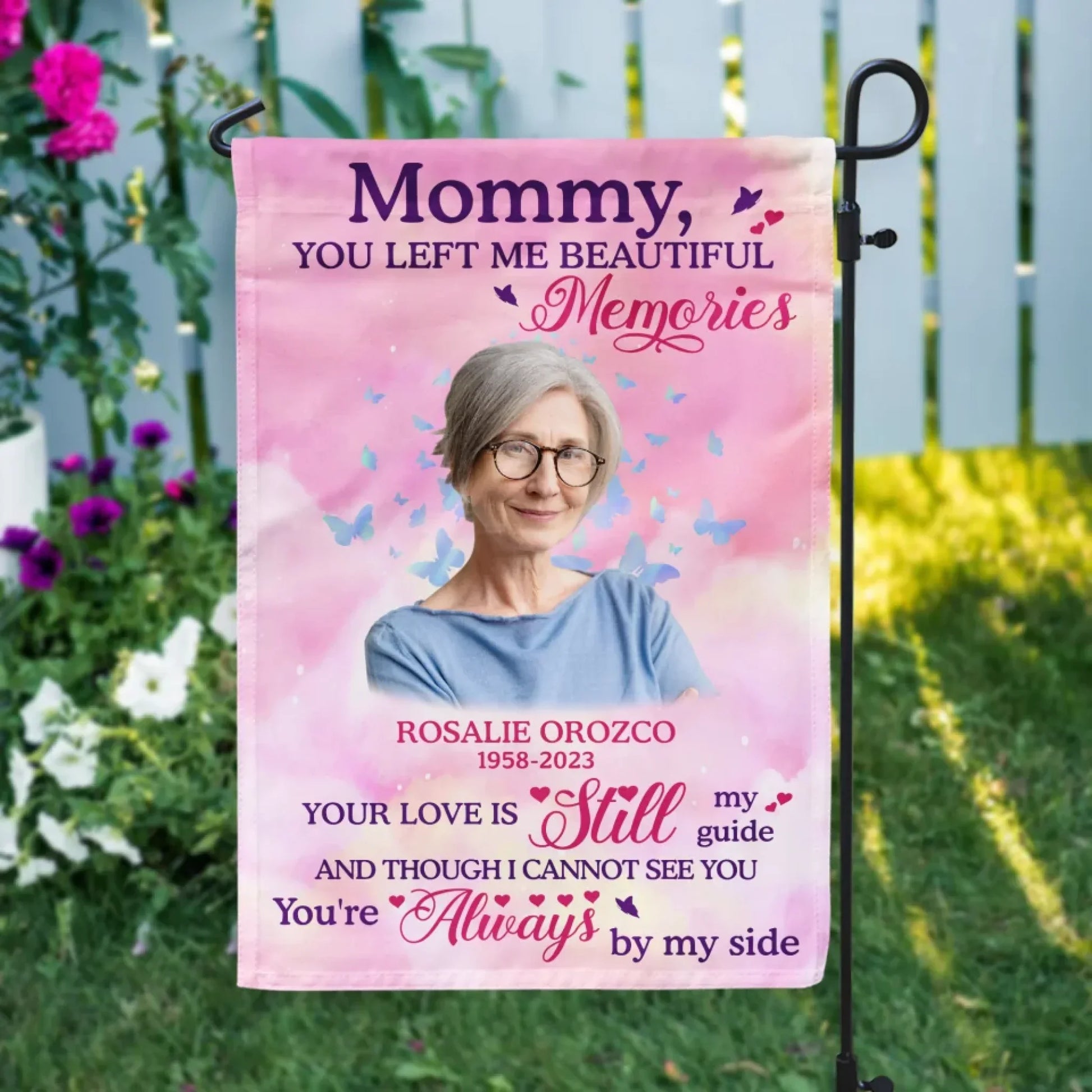 You Left Me Beautiful Memories - Personalized Garden Flag, Memorial Gift, Loss Of Loved One Gift