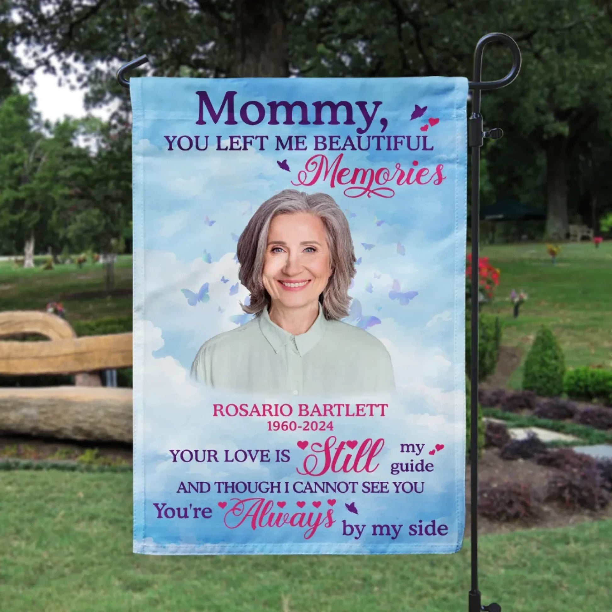 You Left Me Beautiful Memories - Personalized Garden Flag, Memorial Gift, Loss Of Loved One Gift