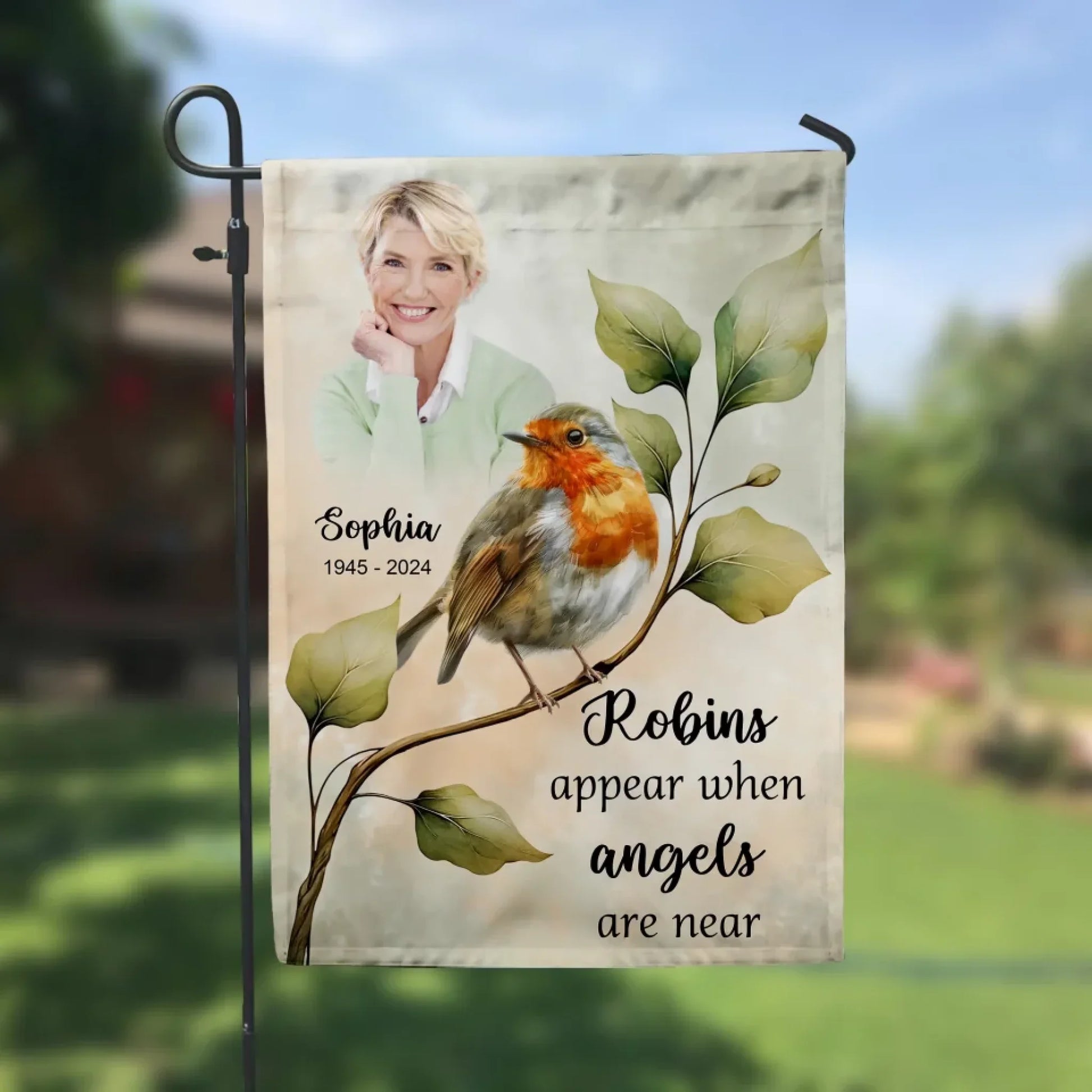 Robins Appear When Angels Are Near - Personalized Garden Flag, Memorial Gift For Loss Of Loved One