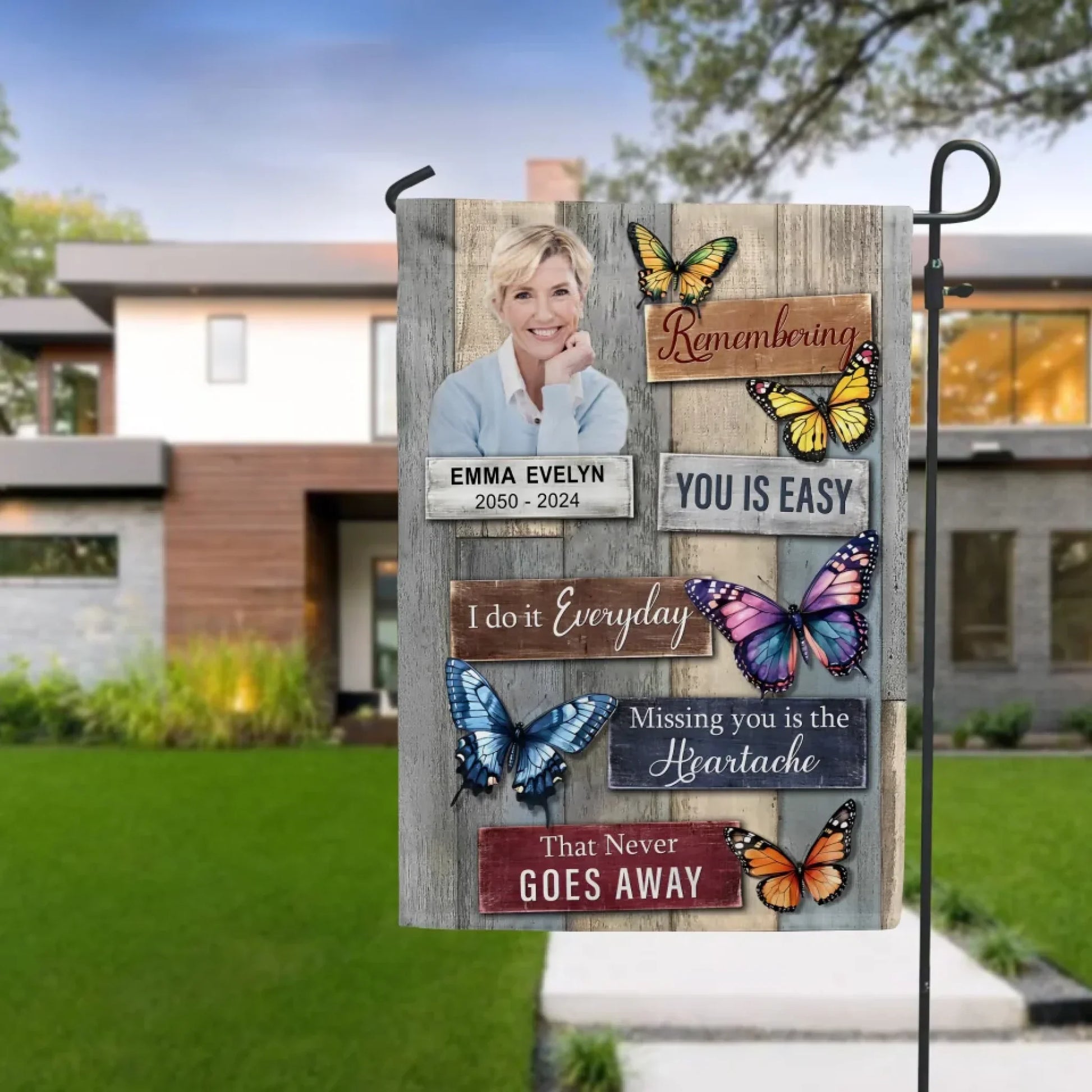 Remembering You Is Easy I Do It Everyday Missing You Is The Heartache That Never Goes Away - Personalized Garden Flag, Gift For Loss Of Loved One