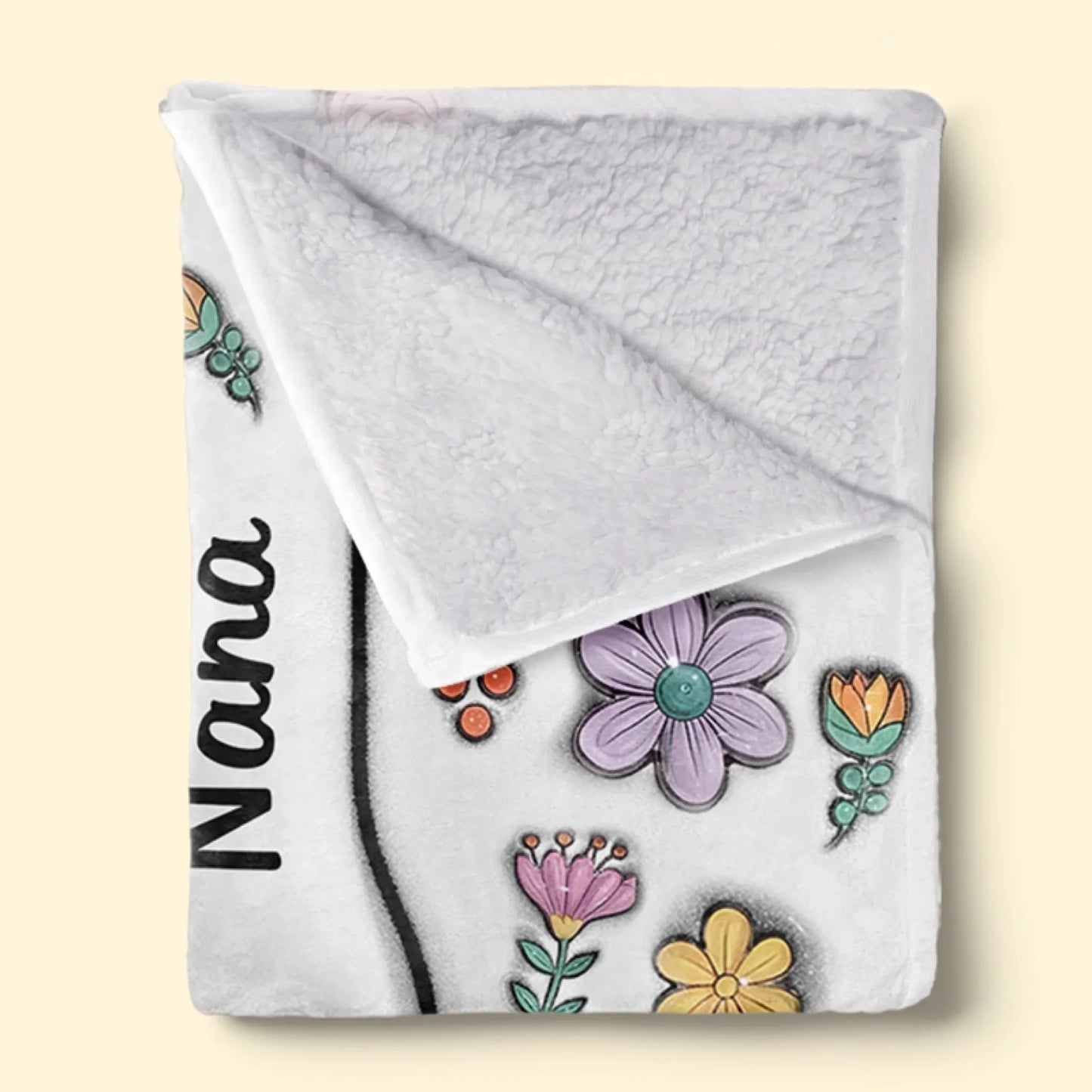 Hands Holding Nana With Love - Family Personalized Custom 3D Inflated Effect Printed Blanket - Mother's Day, Gift For Mom, Grandma