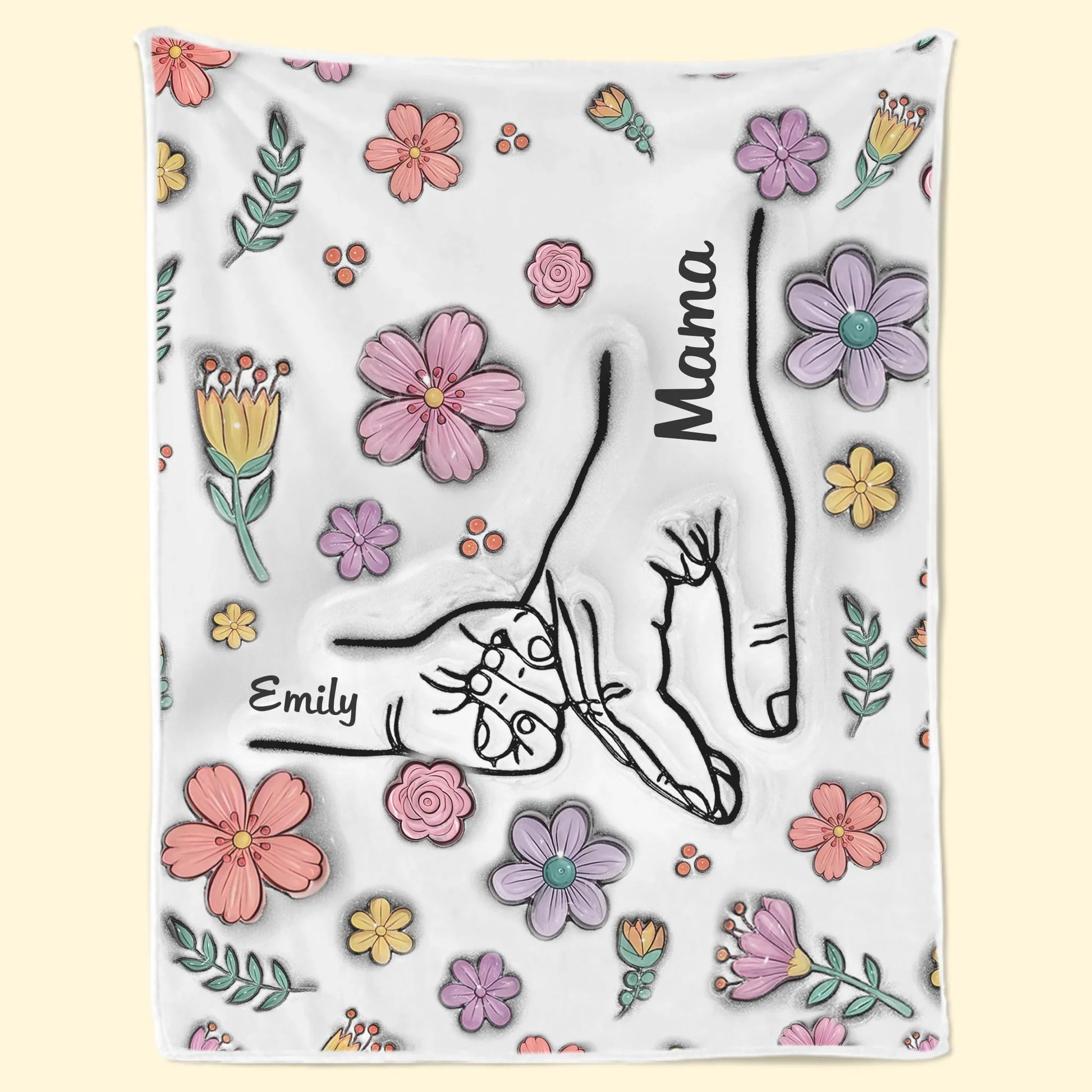 Hands Holding Nana With Love - Family Personalized Custom 3D Inflated Effect Printed Blanket - Mother's Day, Gift For Mom, Grandma