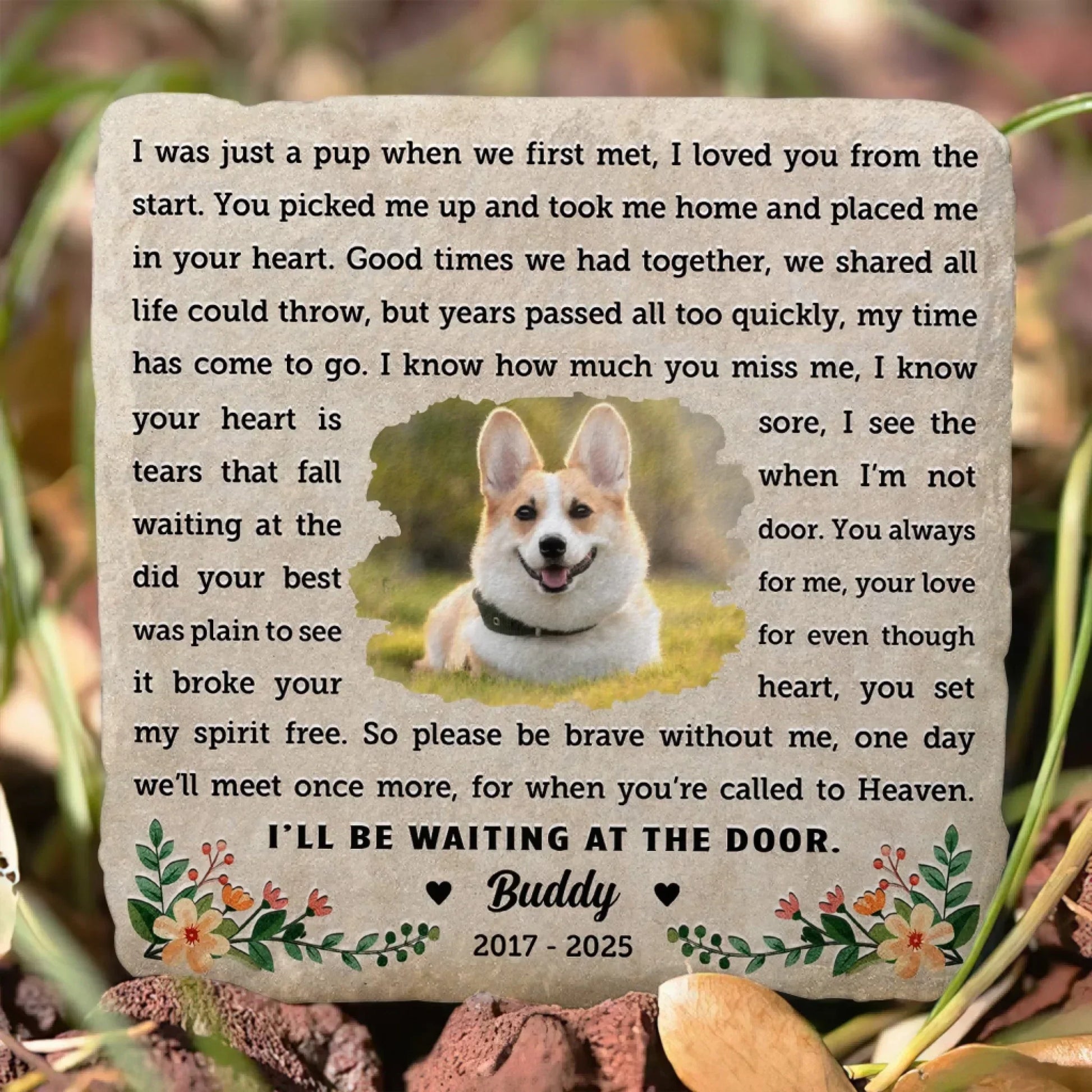 I’ll Be Waiting At The Door - Personalized Memorial Stone, Loss Of Pet Gift