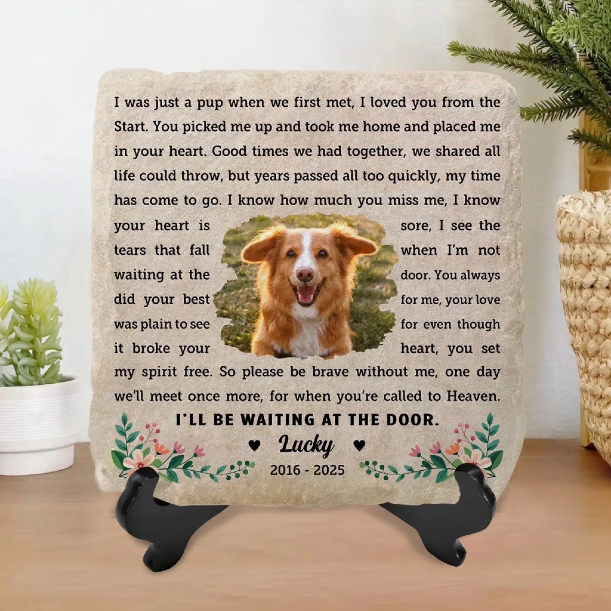 I’ll Be Waiting At The Door - Personalized Memorial Stone, Loss Of Pet Gift