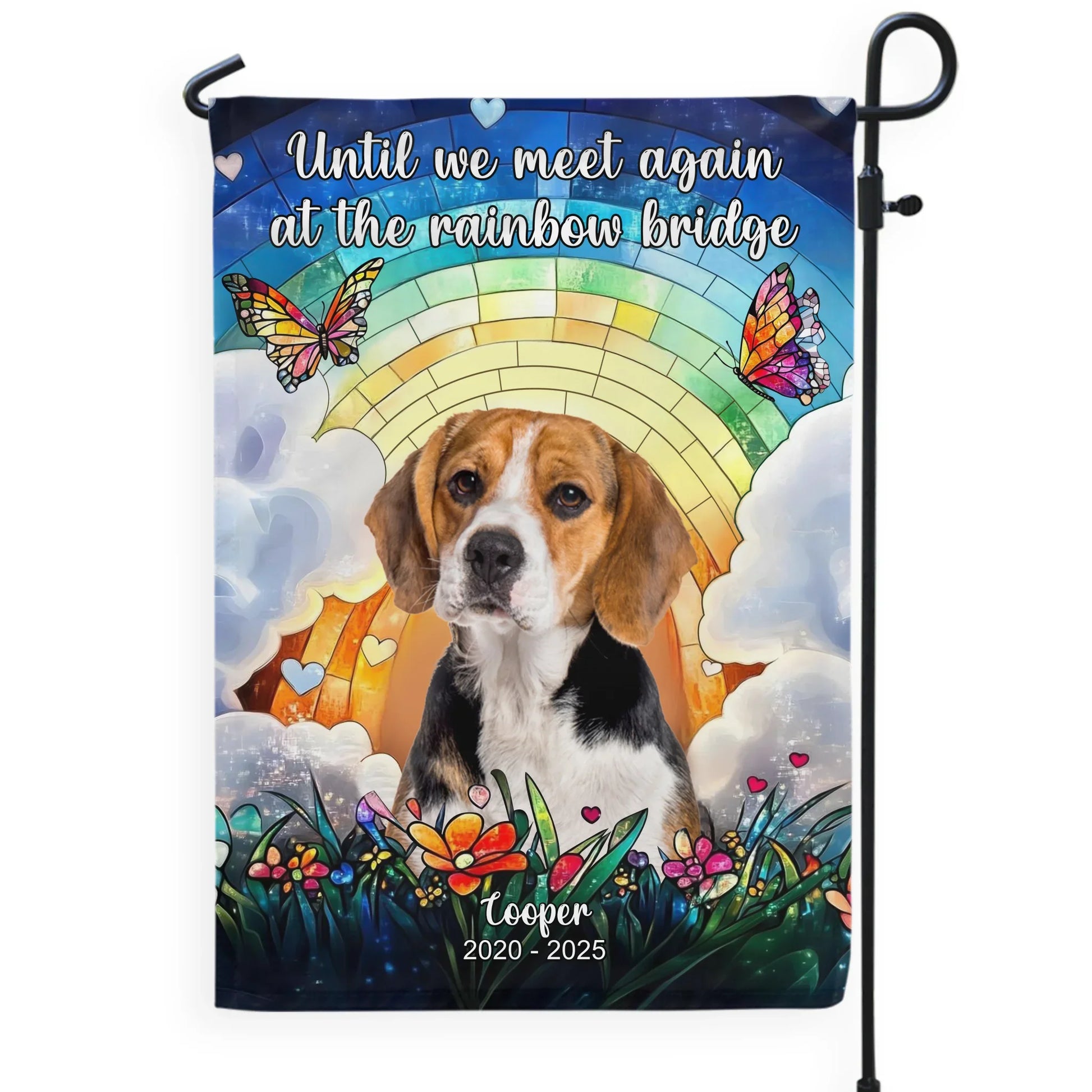 Stained Glass, Until We Meet Again At The Rainbow Bridge - Personalized Garden Flag