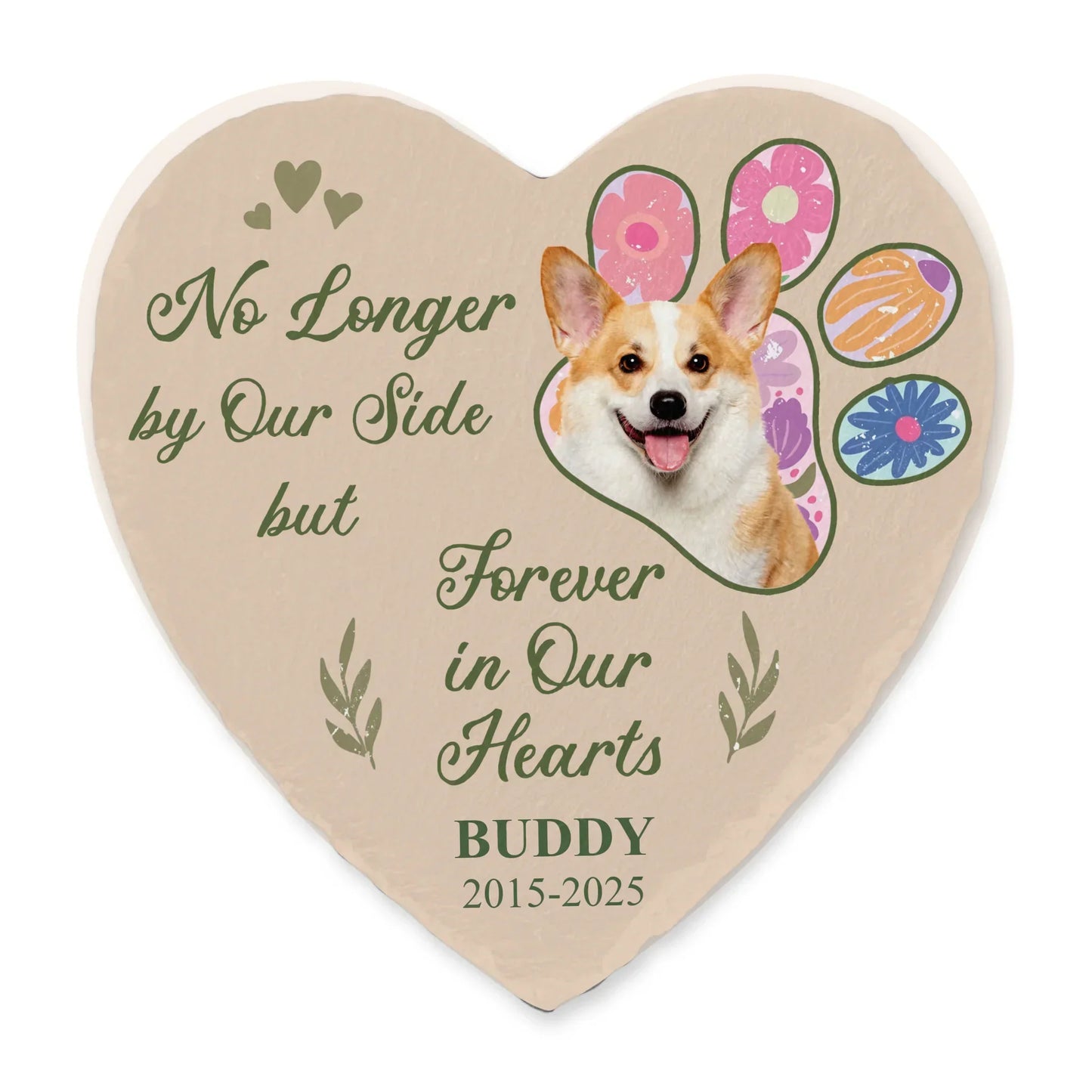No Longer By My Side Forever In Our Hearts - Personalized Memorial Stone, Memorial Gift