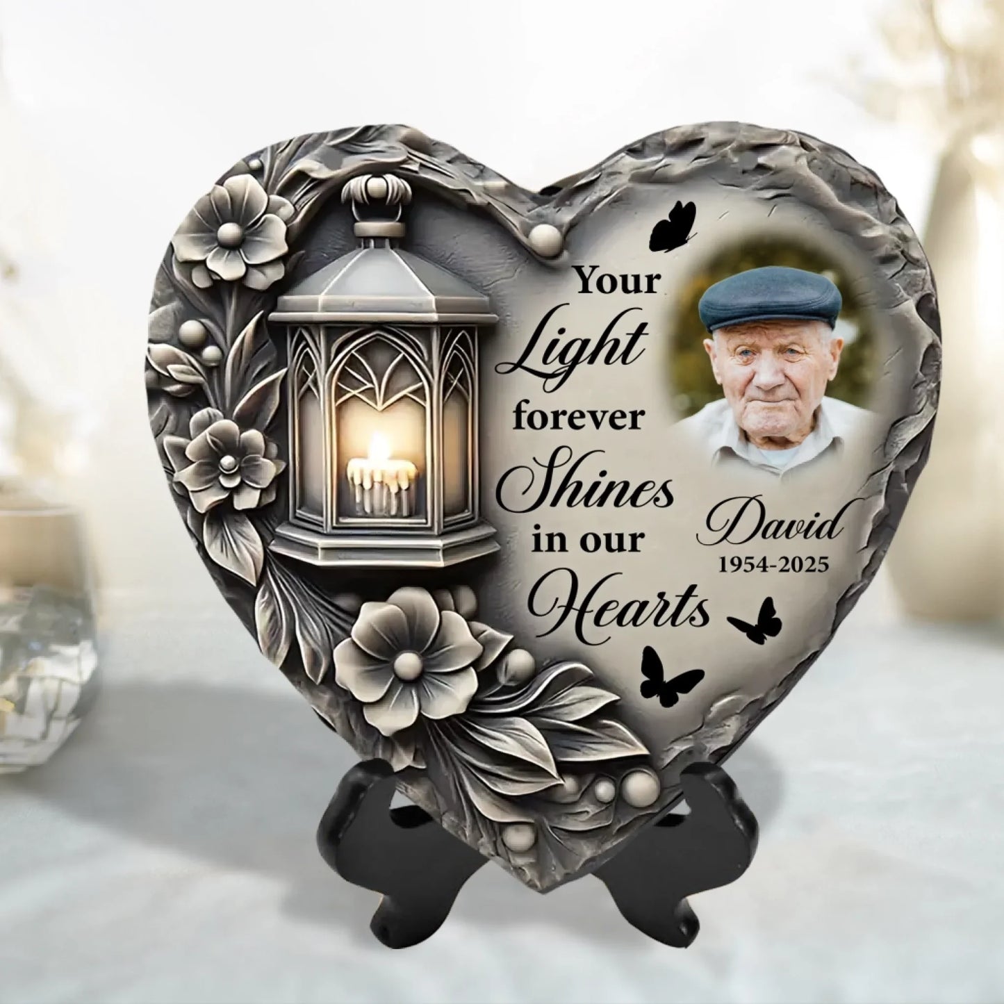 Your Light Forever Shines In Our Hearts - Personalized Memorial Stone, Garden Memorial Decor, Sympathy Gift For Loss Of Loved One