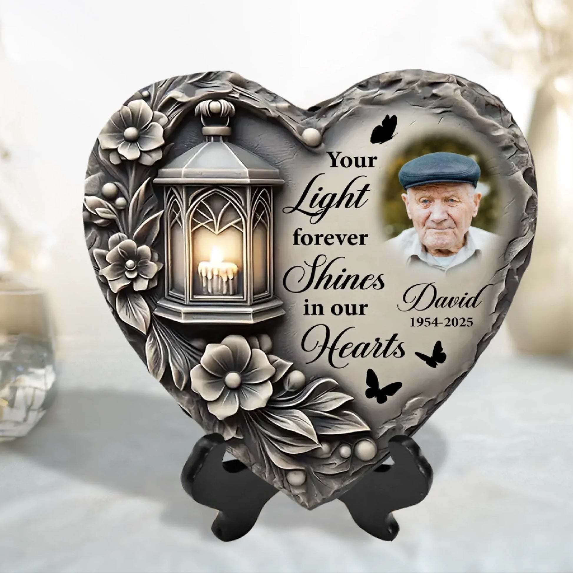Your Light Forever Shines In Our Hearts - Personalized Memorial Stone, Garden Memorial Decor, Sympathy Gift For Loss Of Loved One
