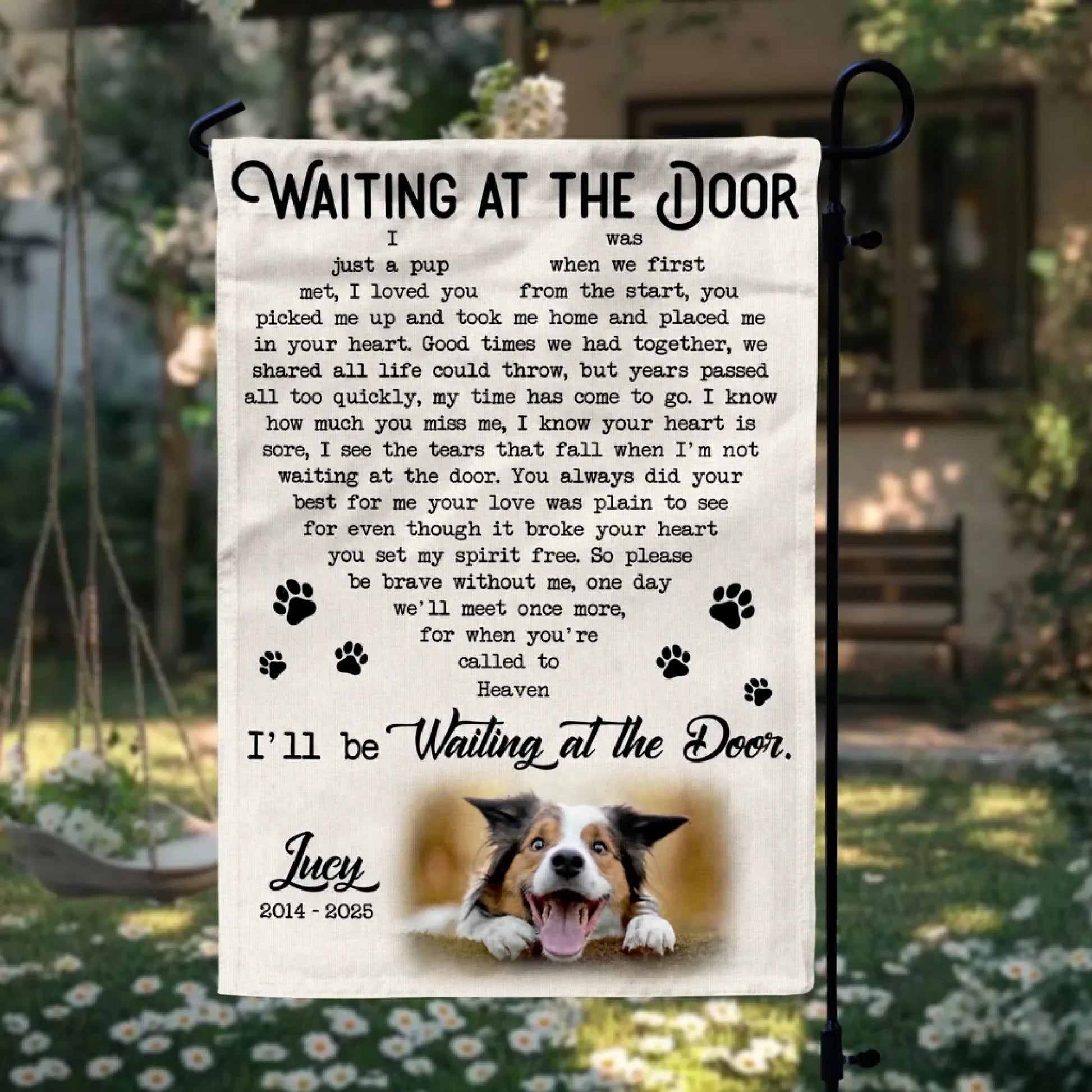 I’ll Be Waiting At The Door - Personalized Garden Flag, Memorial Gift For Loss Of Pet
