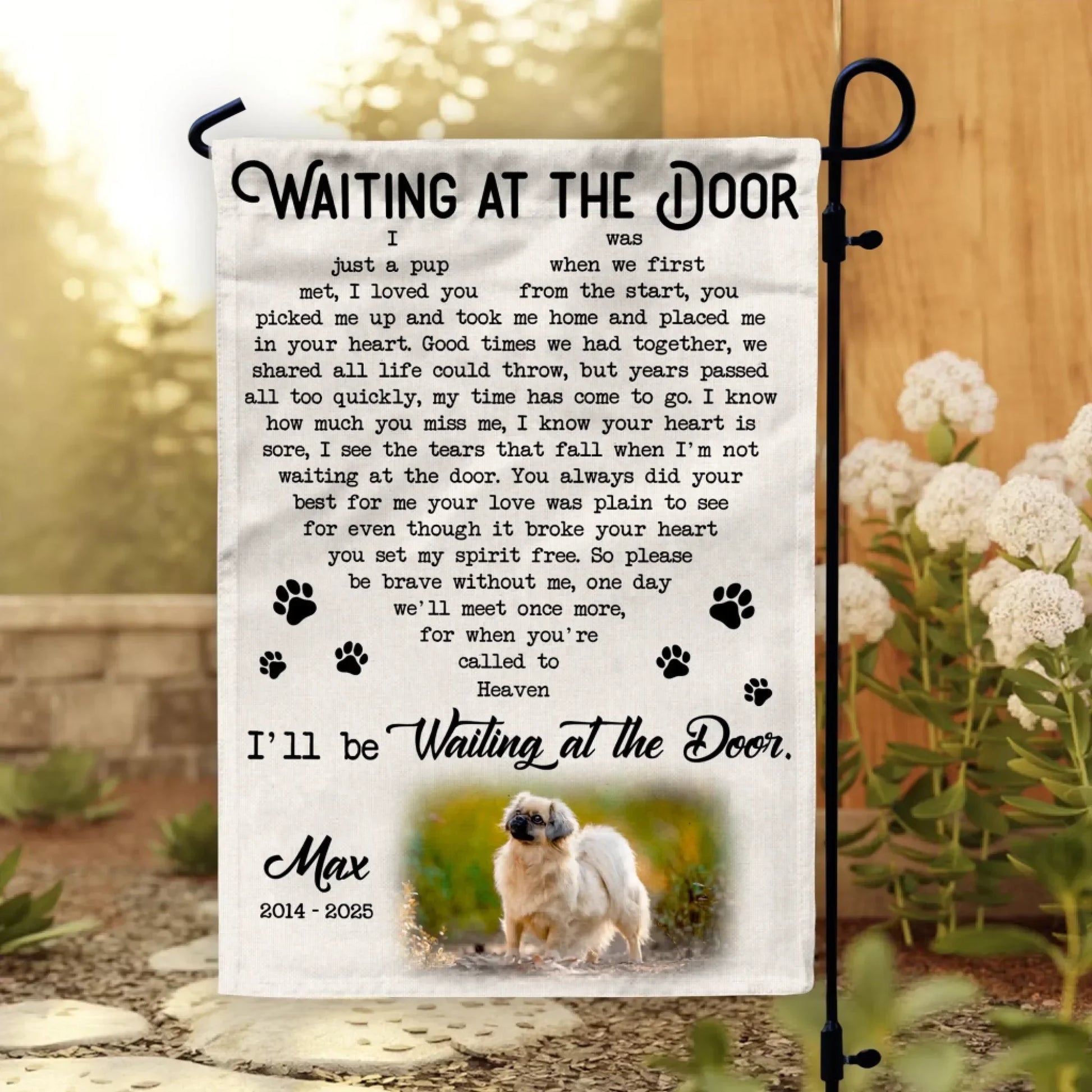 I’ll Be Waiting At The Door - Personalized Garden Flag, Memorial Gift For Loss Of Pet