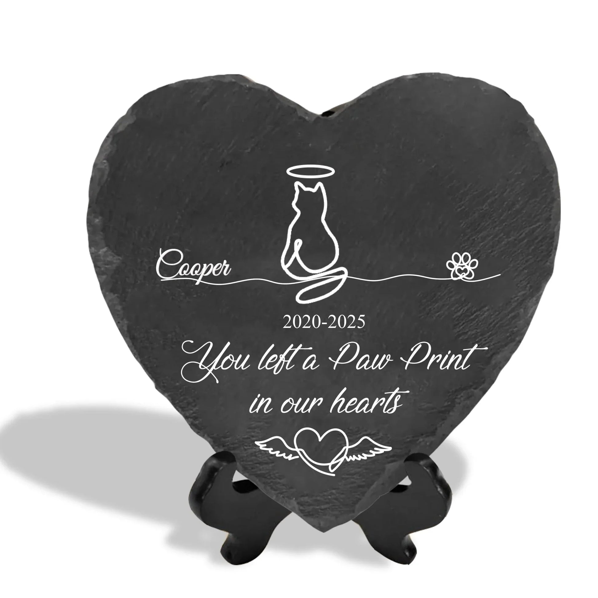 You Left A Paw Print In Our Hearts - Personalized Memorial Stone, Gift For The One Loss Cat, Sympathy Gift