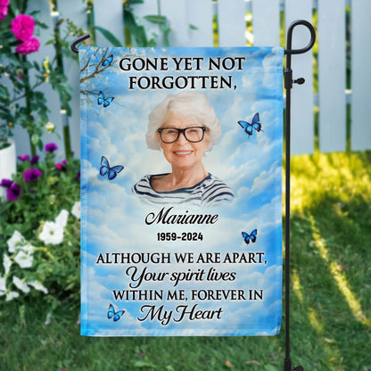 Your Spirit Lives Within Me Forever In My Heart - Personalized Garden Flag, Memorial Gift, Loss Of Loved One Gift