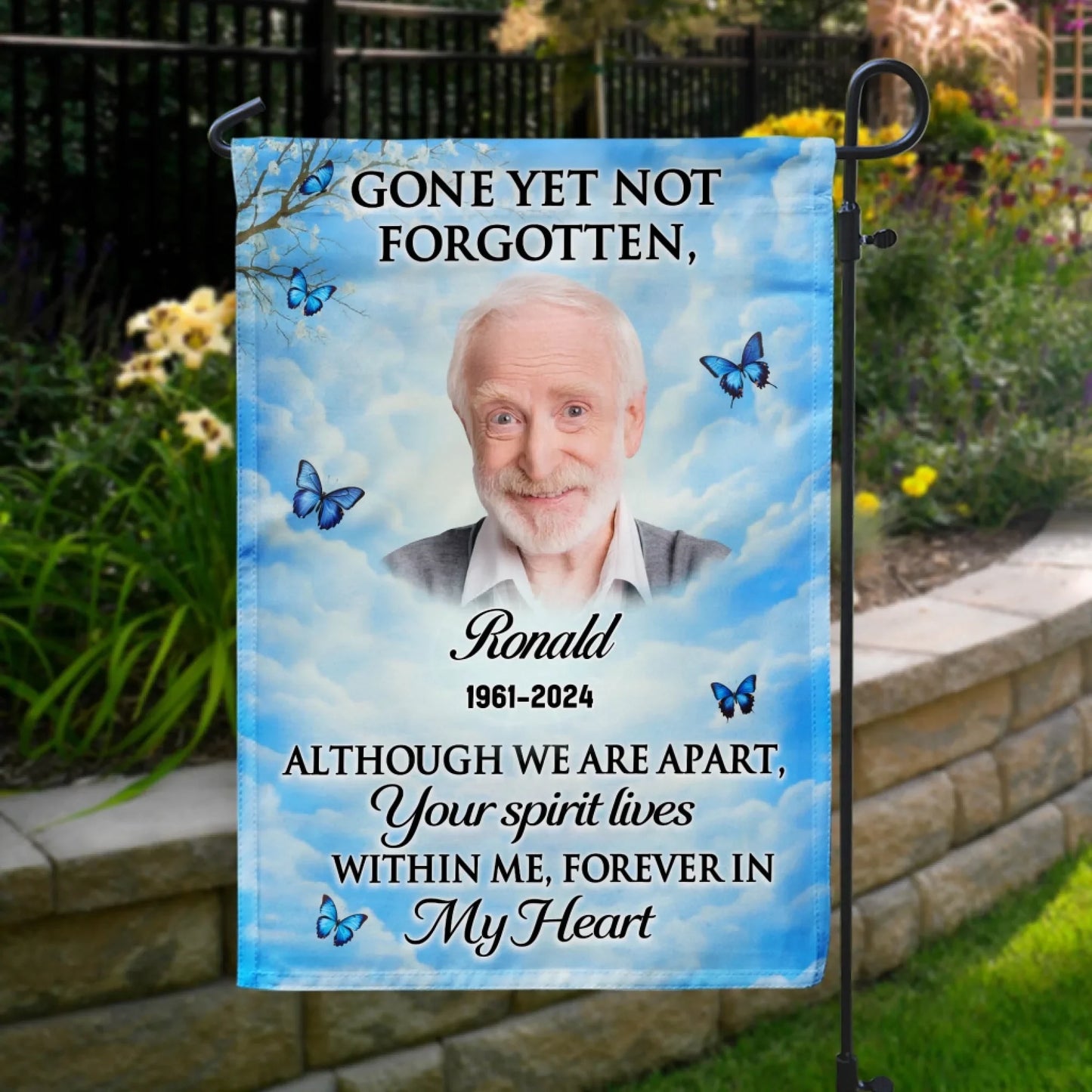 Your Spirit Lives Within Me Forever In My Heart - Personalized Garden Flag, Memorial Gift, Loss Of Loved One Gift