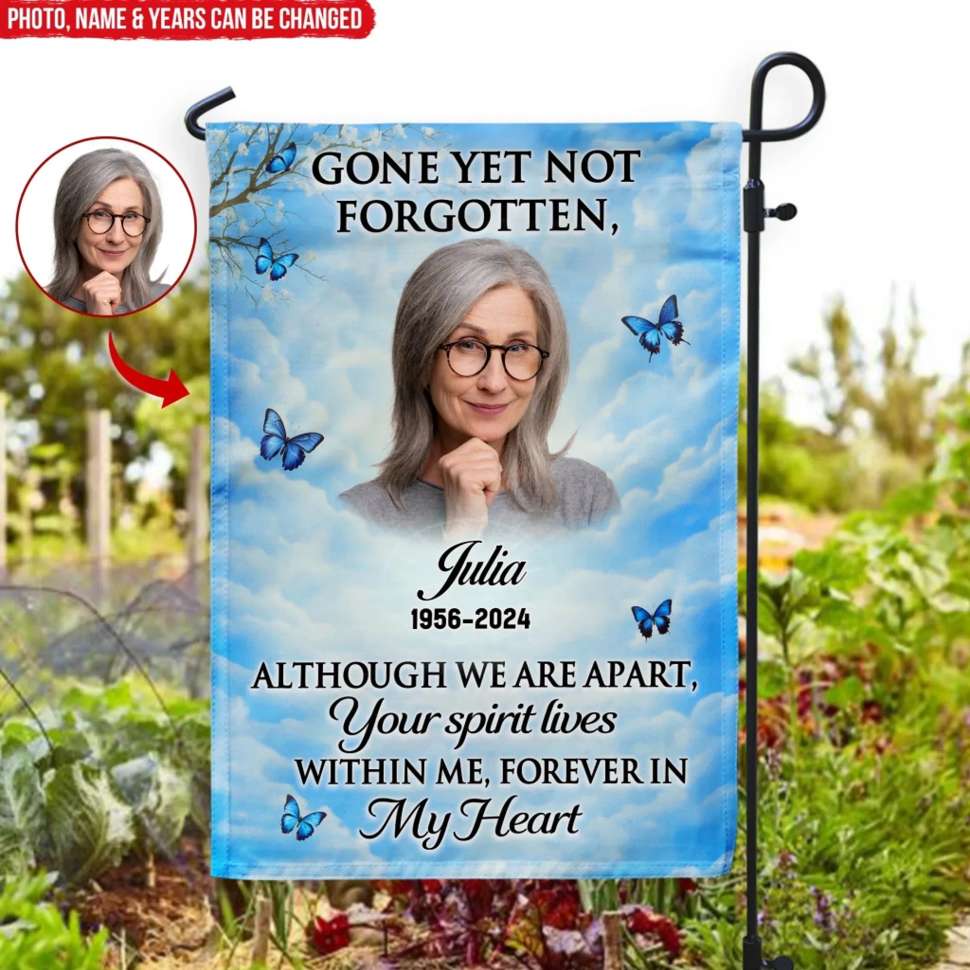 Your Spirit Lives Within Me Forever In My Heart - Personalized Garden Flag, Memorial Gift, Loss Of Loved One Gift