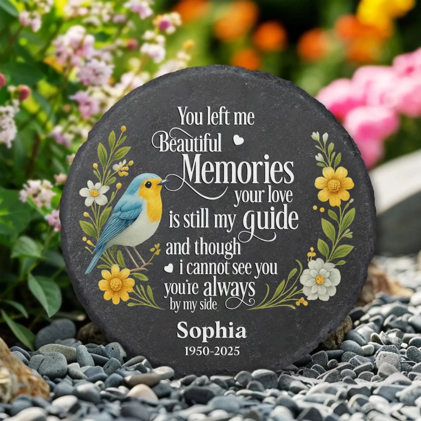 Your Love is Still My Guide Robin Bird & Floral - Personalized Memorial Stone, Memorial Gift For Family