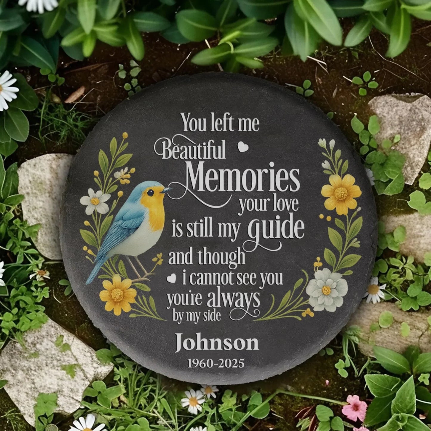 Your Love is Still My Guide Robin Bird & Floral - Personalized Memorial Stone, Memorial Gift For Family