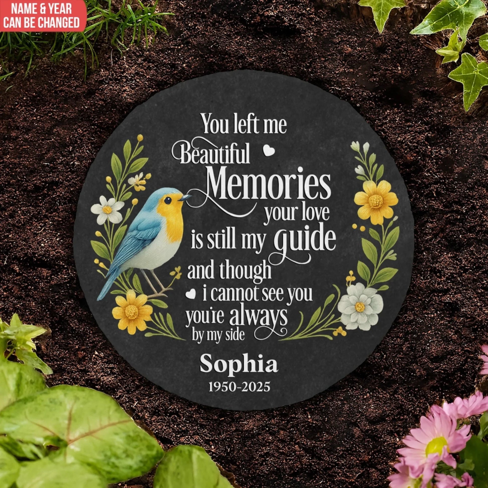 Your Love is Still My Guide Robin Bird & Floral - Personalized Memorial Stone, Memorial Gift For Family