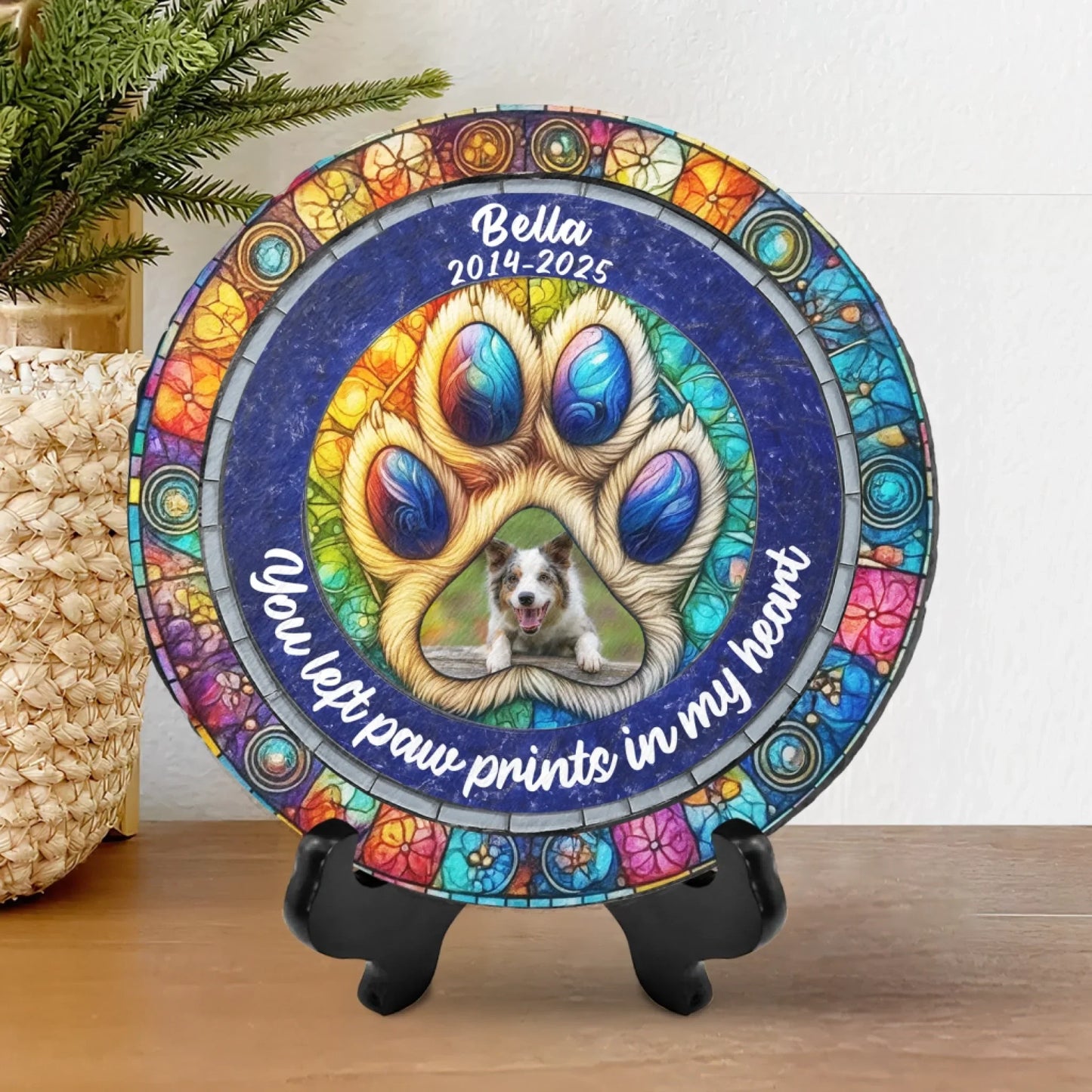 You Left Paw Prints In My Heart Forever - Personalized Memorial Stone, Loss Of Pet Gift