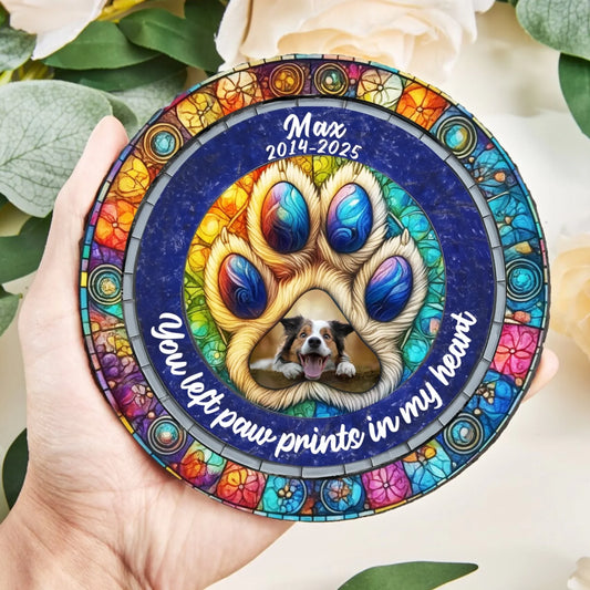 You Left Paw Prints In My Heart Forever - Personalized Memorial Stone, Loss Of Pet Gift