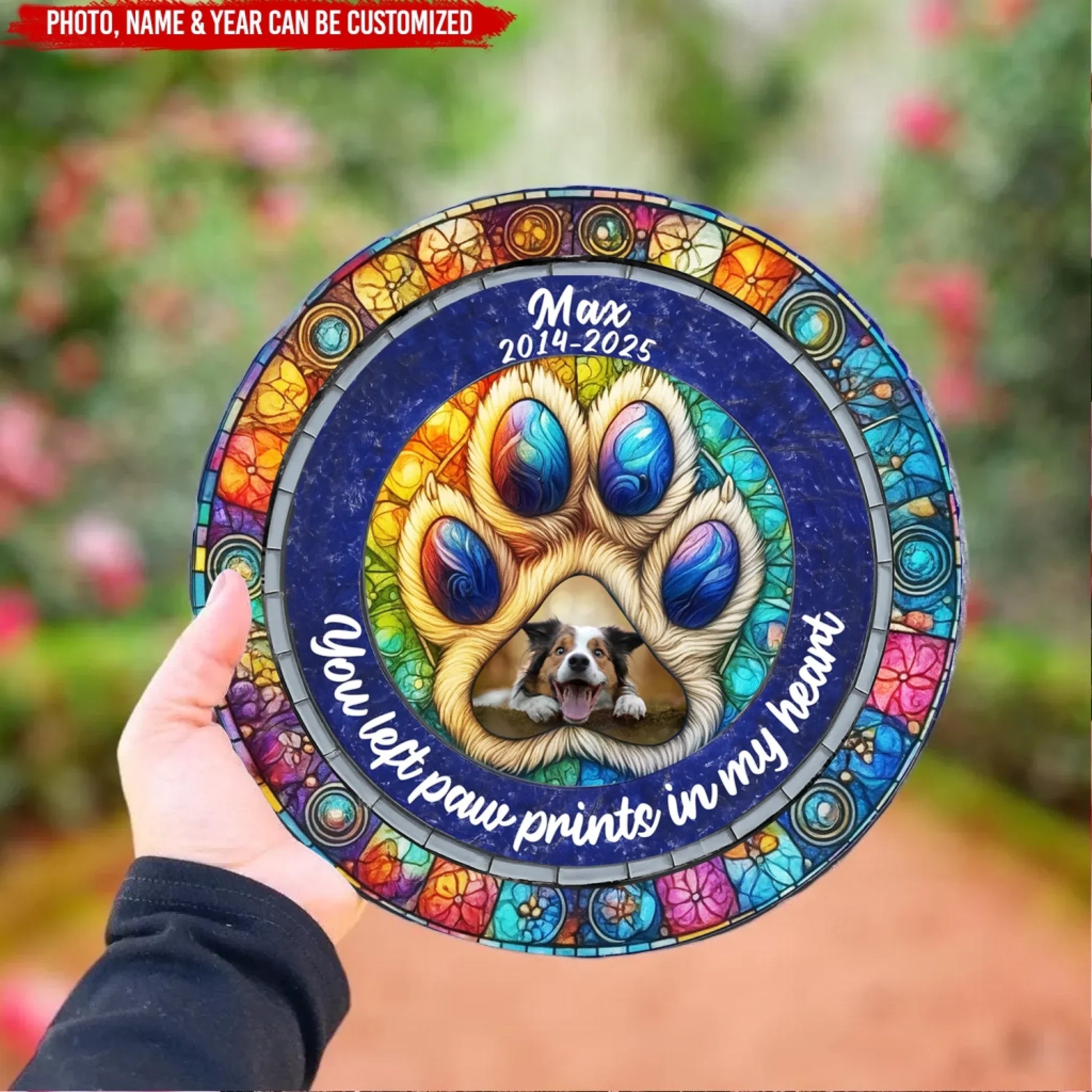 You Left Paw Prints In My Heart Forever - Personalized Memorial Stone, Loss Of Pet Gift