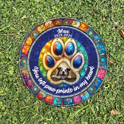 You Left Paw Prints In My Heart Forever - Personalized Memorial Stone, Loss Of Pet Gift