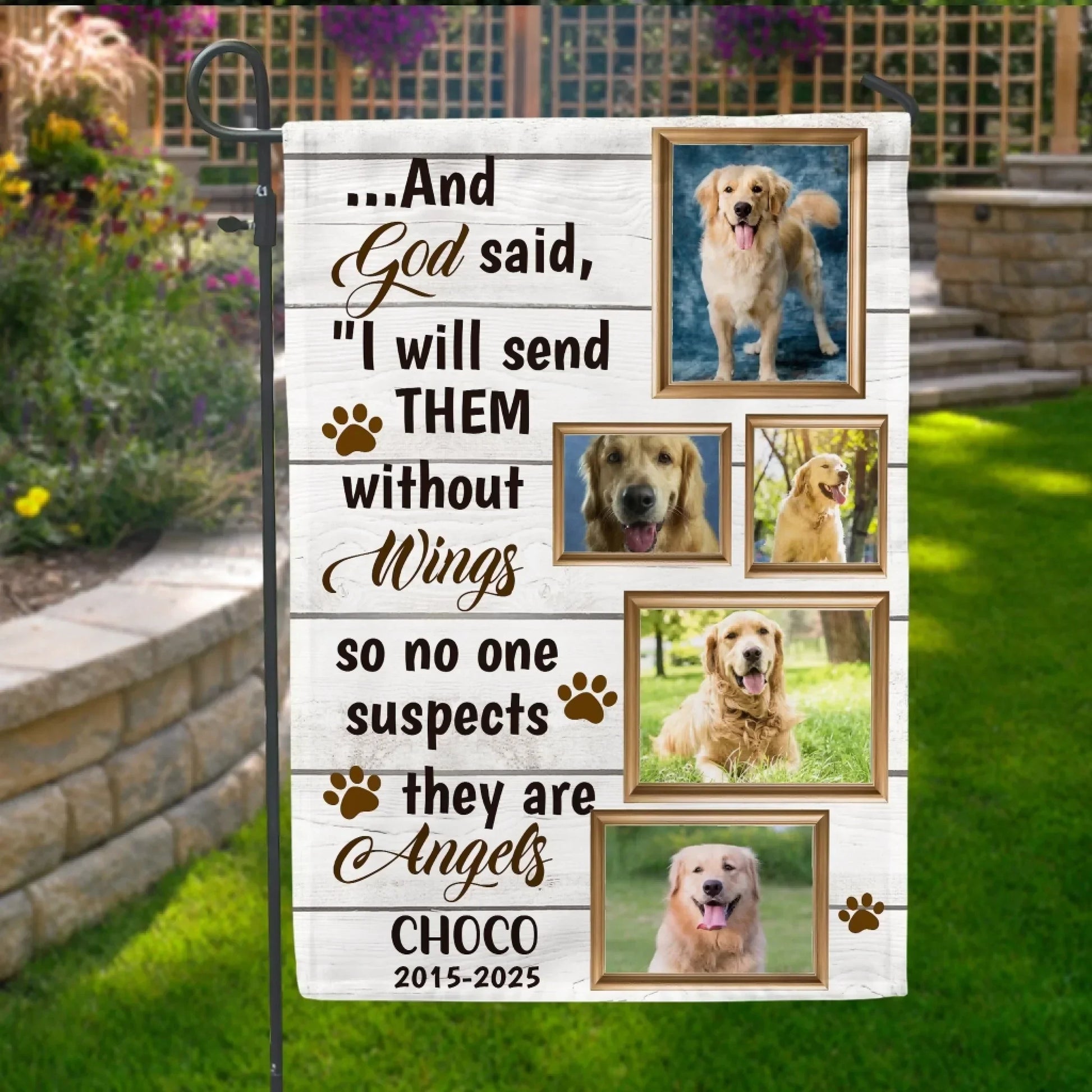 No One Suspects They Are Angels - Personalized Garden Flag, Memorial Gift For Loss Of Pet