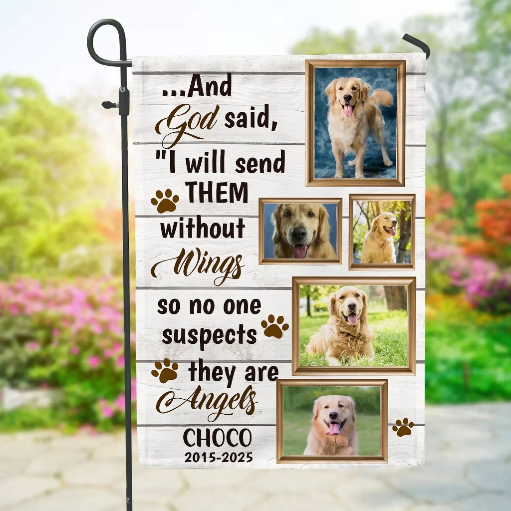 No One Suspects They Are Angels - Personalized Garden Flag, Memorial Gift For Loss Of Pet